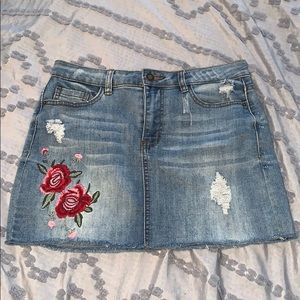 Embroidered jean skirt